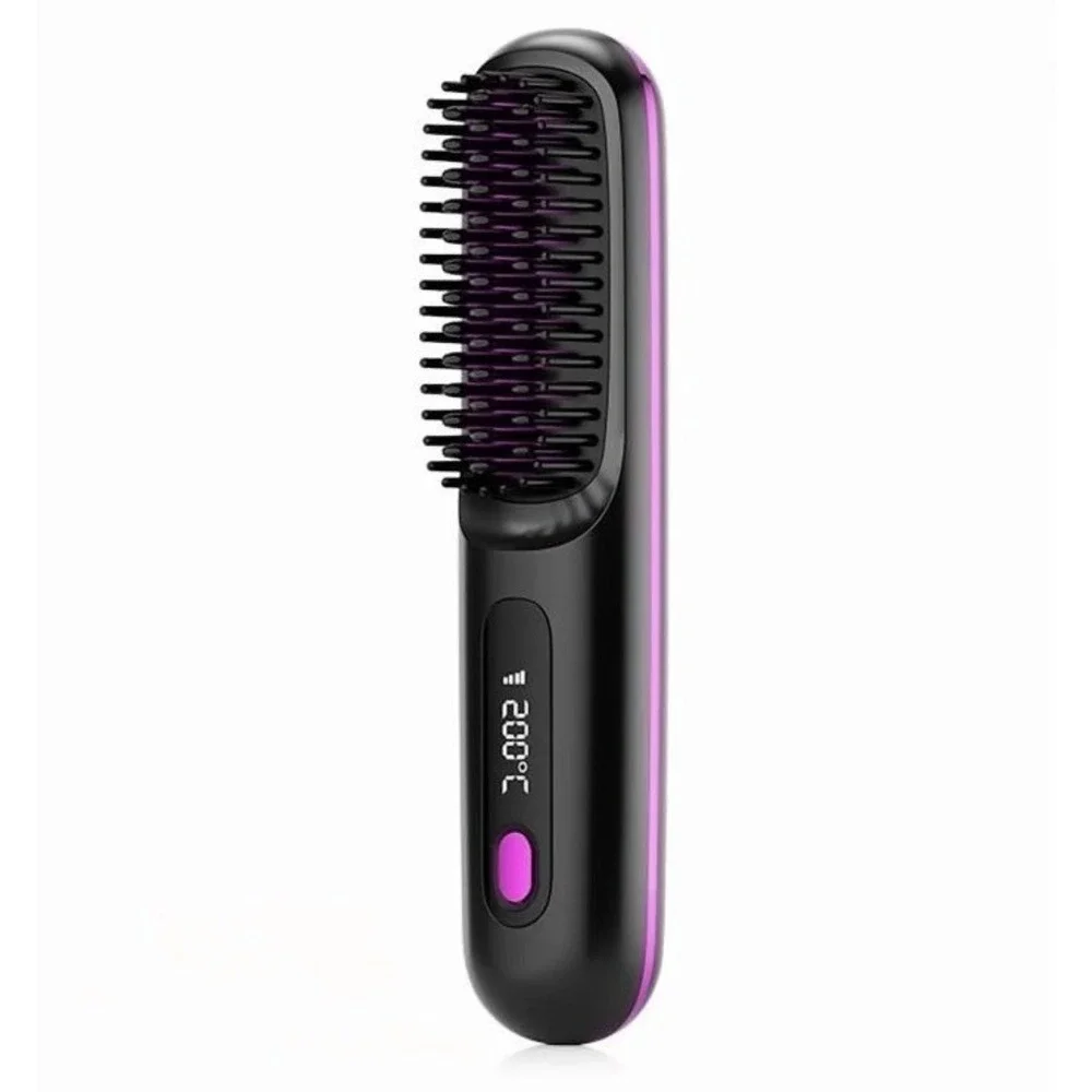 Hot Cordless Mini Hair Straightener Brush Rechargeable